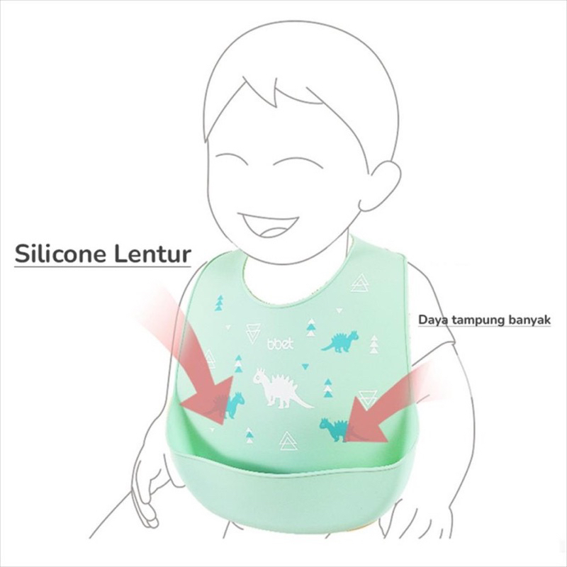 BBET Silicone Bib Celemek Bayi Anak Silikon