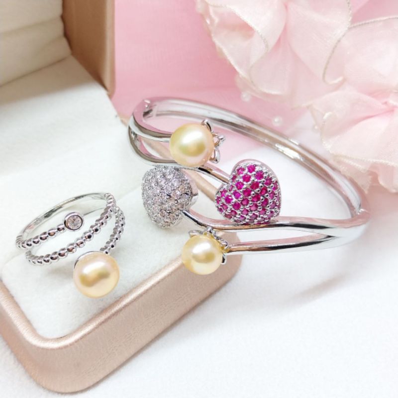 Set Bangle Mutiara Air Tawar Asli