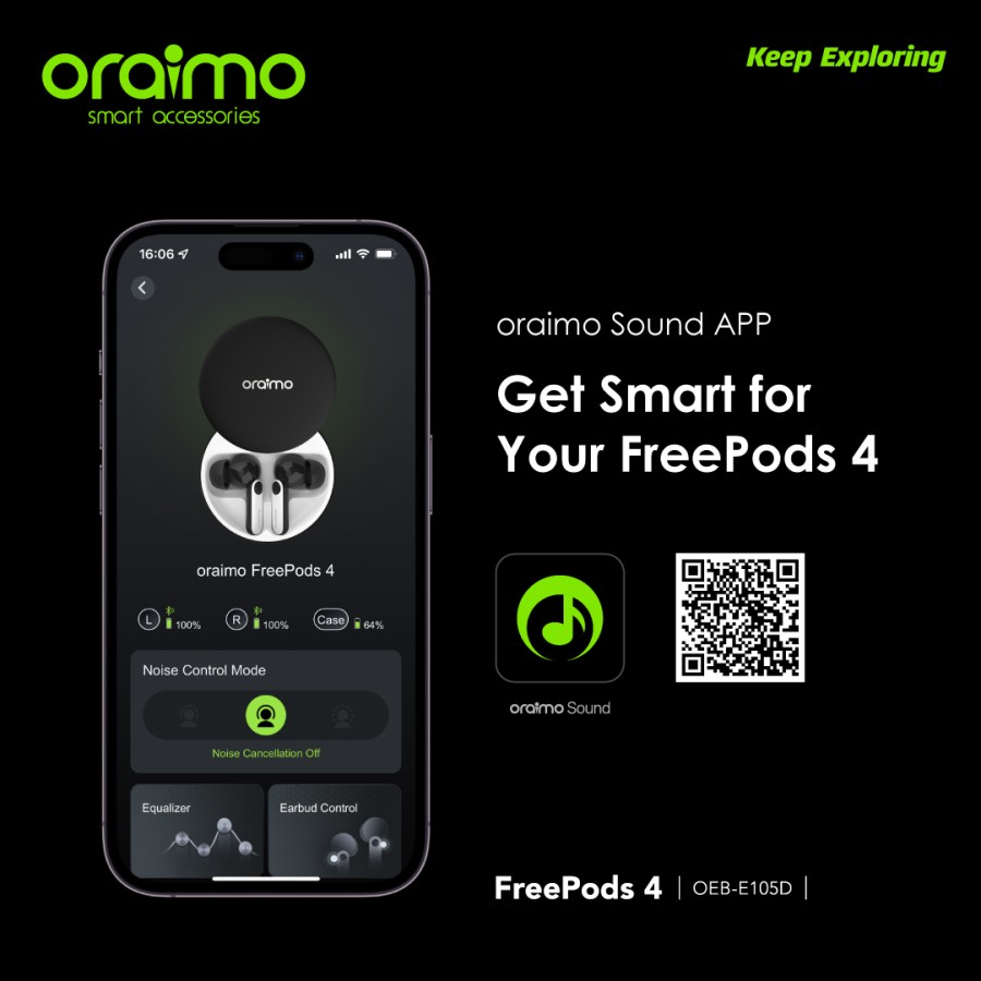 Oraimo OEB-E105D Freepods4 TWS Bluetooth Earphone Wireless Control App