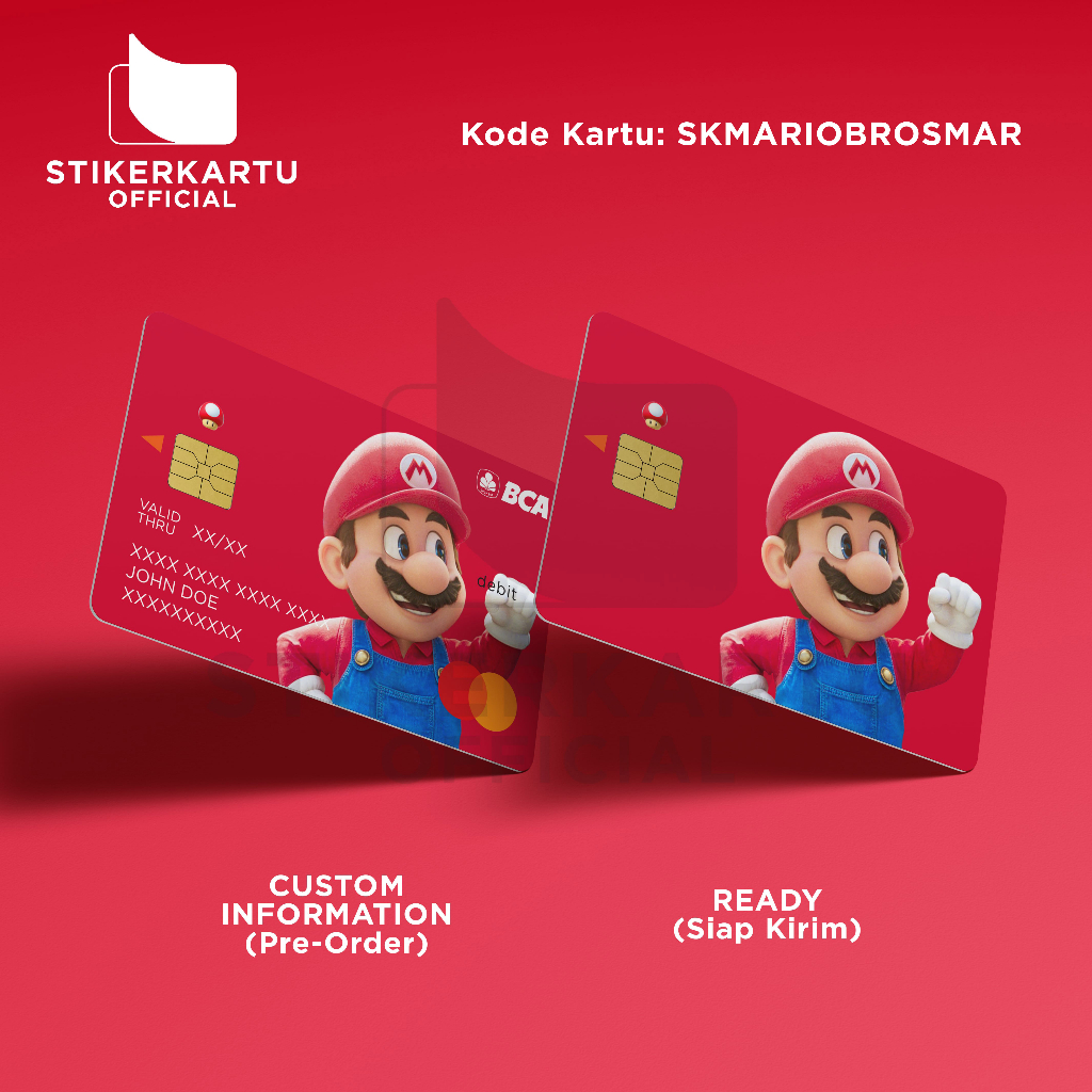 MARIO STIKER KARTU ATM EMONEY FLAZZ dll.