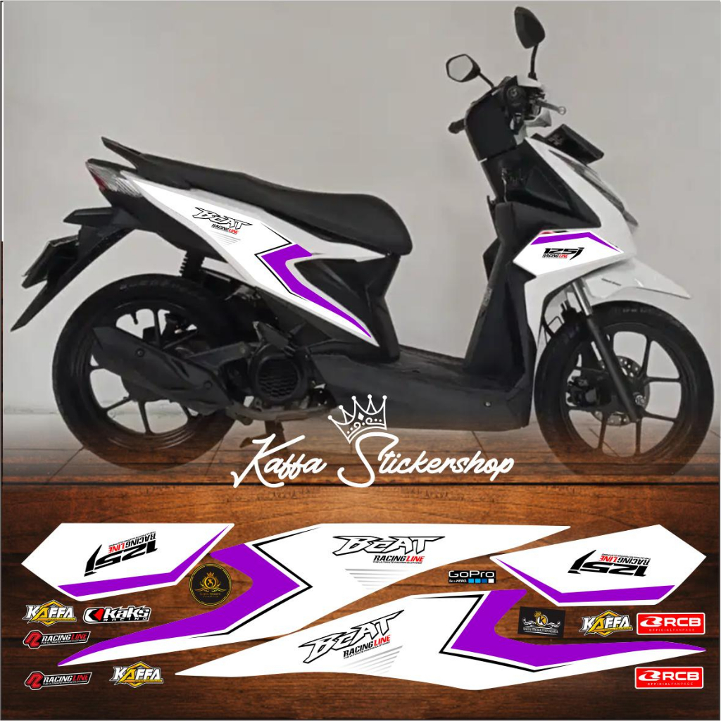 Stiker Striping Beat Deluxe / Beat Street / Variasi List Skotlet Beat Deluxe Putih List Ungu