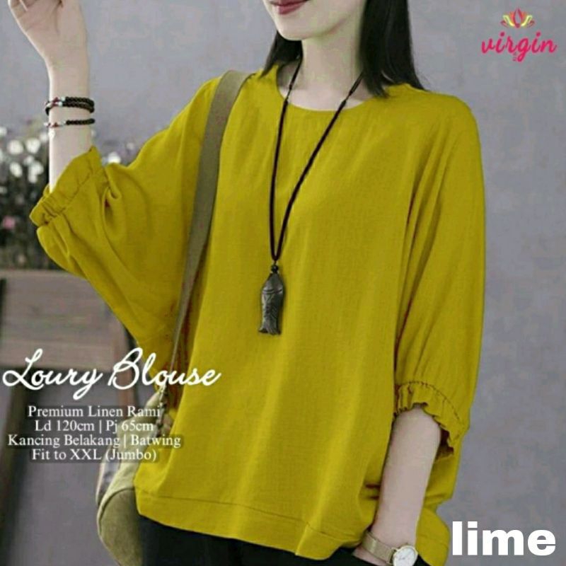 Blouse Linen Batwing Jumbo LD 130cm kemeja polos big size oversize wanita