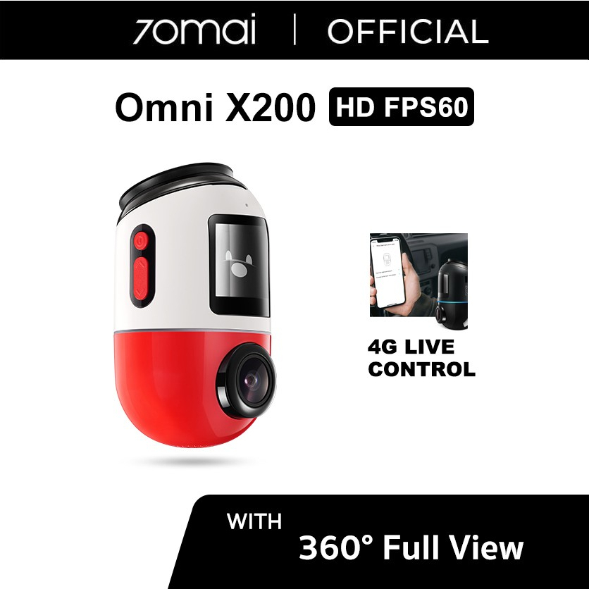 70mai Dash Cam Omni X200 360° Full View 4G Connect HD 1080P FOV 140°