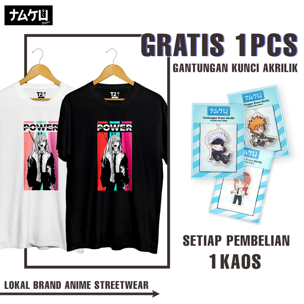 TAKU Kaos Power Chainsaw Man - T Shirt Anime Chainsaw Man - Baju Anime Chainsaw Man