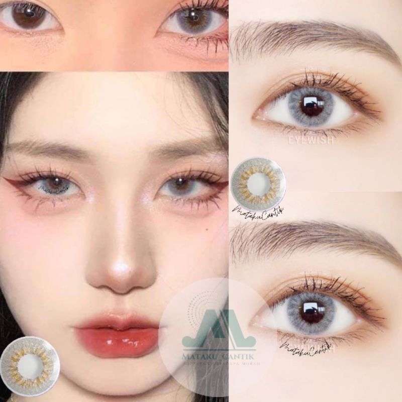 Softlens Tanpa Ring Tiga Warna Diameter 14.5 Premium | Softlens Mata Kucing | Softlens Grey Natural 