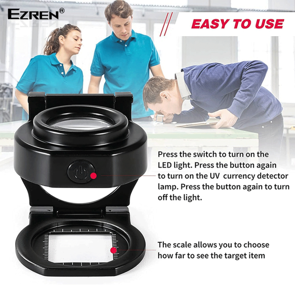 Ezren EZ-0351 Kaca Pembesar Lup 25x With 6 Light USB Lipat Portabel