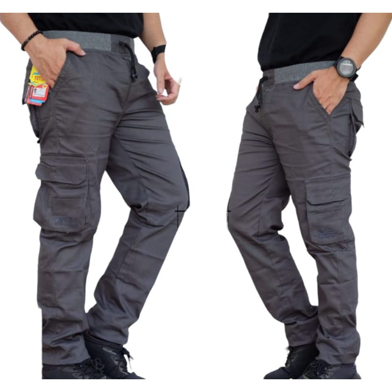 Celana Cargo Panjang Premium - Celana Kargo Chinos Panjang Cargo Pria Rip Pinggang Karet Melar Size 27-38 By Nevilla