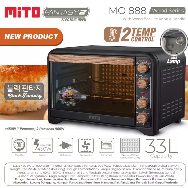 DESIGN BARU MITO FANTASY2 FANTASY 2 ELECTRIC OVEN LISTRIK MO 888 33 LITER 450 WATT KAPASITAS BESAR LAMPU MURAH READY STOCK