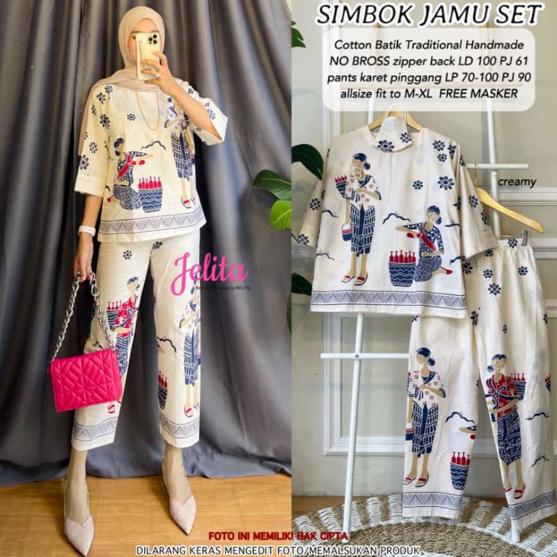 SIMBOK JAMU SET SETELAN KATUN BATIK, REALPICTURE, ORI JELITA, BISA COD