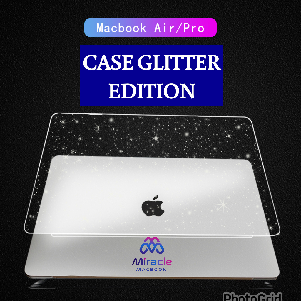 Macbook case Glitter Bintang Transparan Colour White &amp; Black Pro M1 13 Air 13 A2289 A2251 A2338 casing macbook A2337 A2179 Dengan pelindung layar