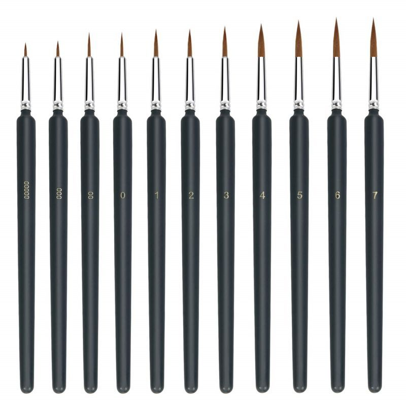 11Pcs Paint Brush Set Kuas Lukis Liner Kuas Lukis Cat Air Set Tip Nylon Bulat Satuan Solusi Kebutuha