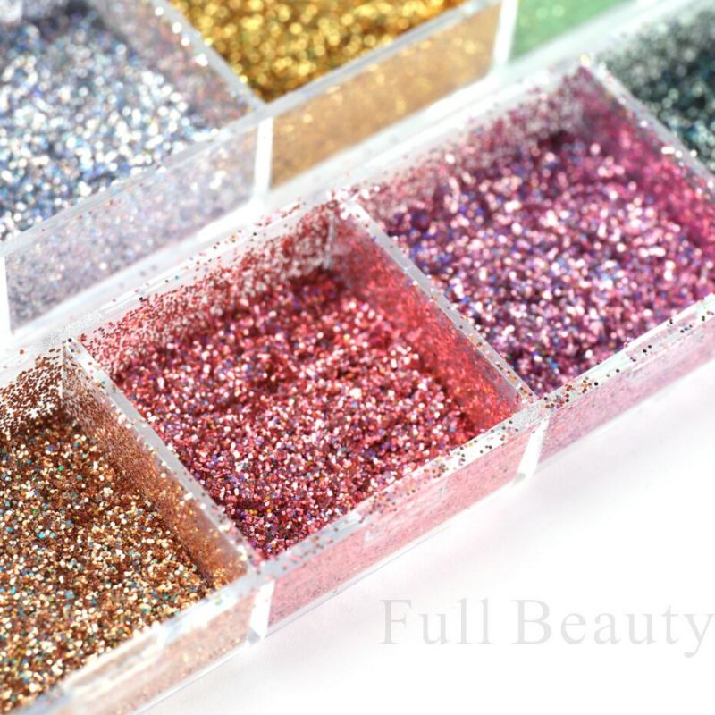 12 Warna Bubuk Glitter Kuku Glitter Hiasan Kuku Nail String Gold Hiasan Nailart Glitter Kuku Nail Art