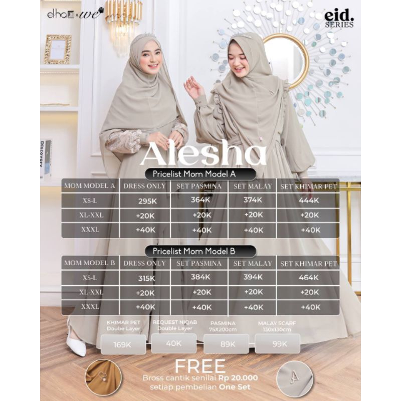 ready family set alesha Athala  elha indonesia sage green