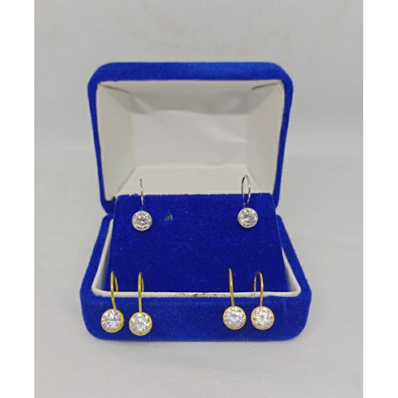 anting kait solitaire mp burung / anting perak asli silver 925 lapis emas/ anting fashion wanita