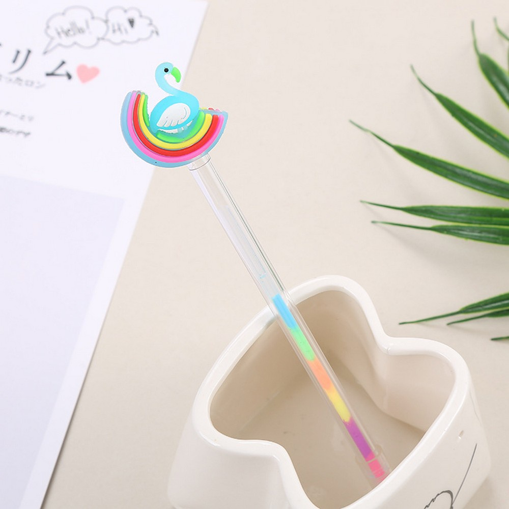 (clashop) Pulpen Gel 0.5mm Karakter Angsa Tinta Rainbow Pena Pelangi Lucu / Alat Tulis Sekolah Drawing Pen Warna Warni Import A44