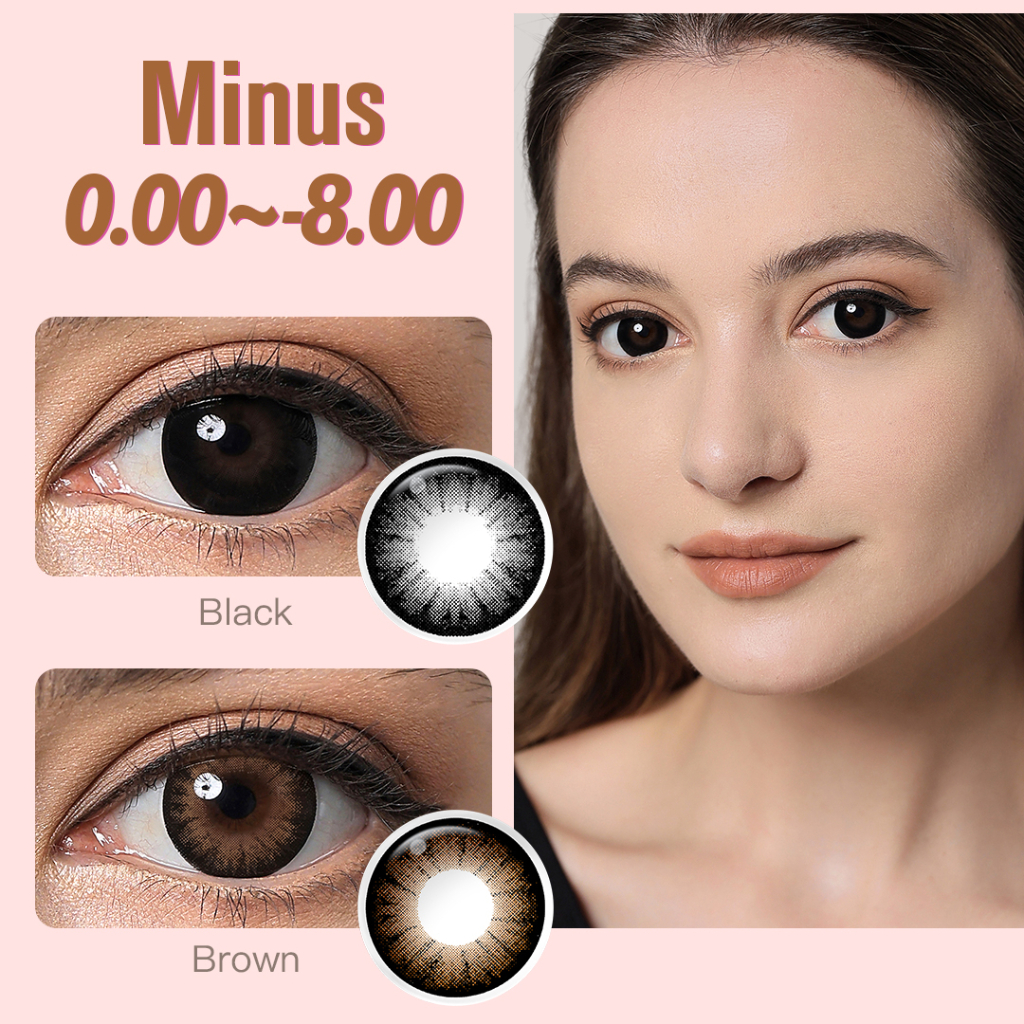 [0.00~-8.00] Softlens Minus 14.5MM,  Soflens Minus Hitam, Softlens Mata Normal,  Lensa Kontak Warna Alami, Soflens Murah Hitam Lensa Warna, Softlens Minus