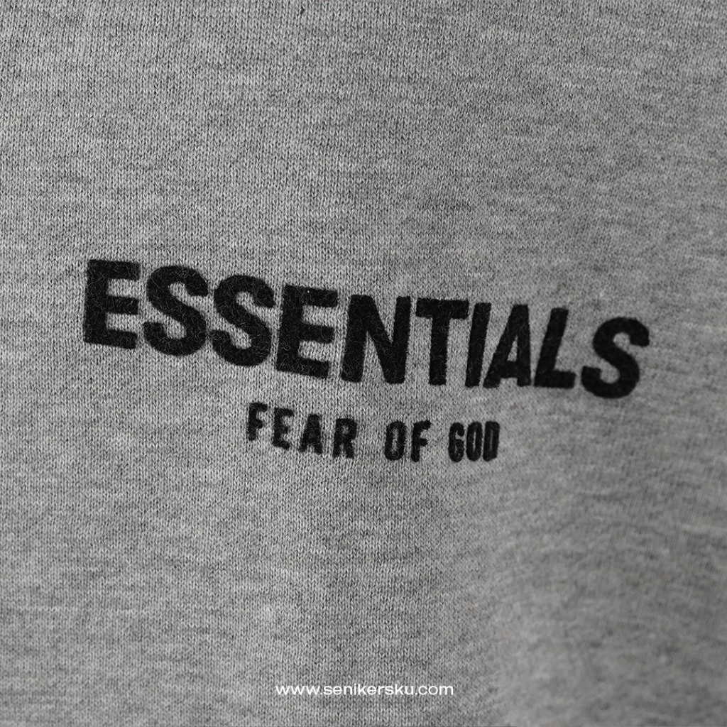 Essentials FOG Flocked Dark Oatmeal Hoodie