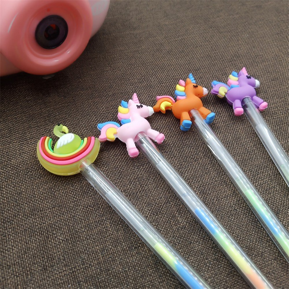 (clashop) Pulpen Gel 0.5mm Karakter Angsa Tinta Rainbow Pena Pelangi Lucu / Alat Tulis Sekolah Drawing Pen Warna Warni Import A44