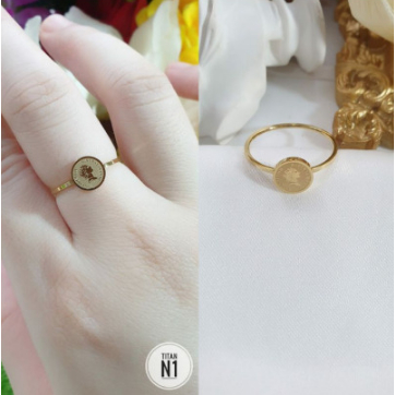 REVA - Cincin Set Titanium Wanita Anti Karat Fashion Korea Koin Bulat