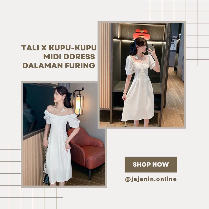 Dress Tali X Kupu-Kupu (Dalaman Furing) // Gaun Pesta Elegan