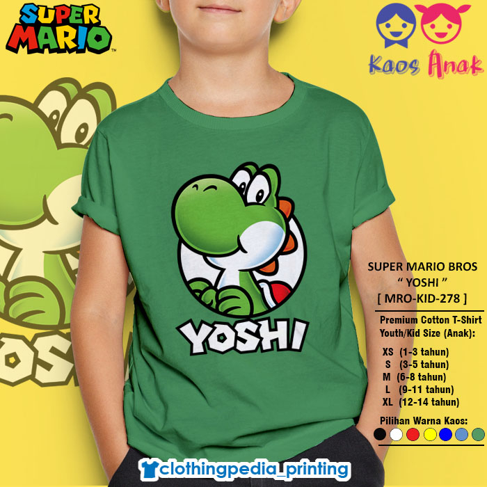 Kaos Anak Yoshi Dino The Super Mario Bros Character Yoshi Kid T-Shirt