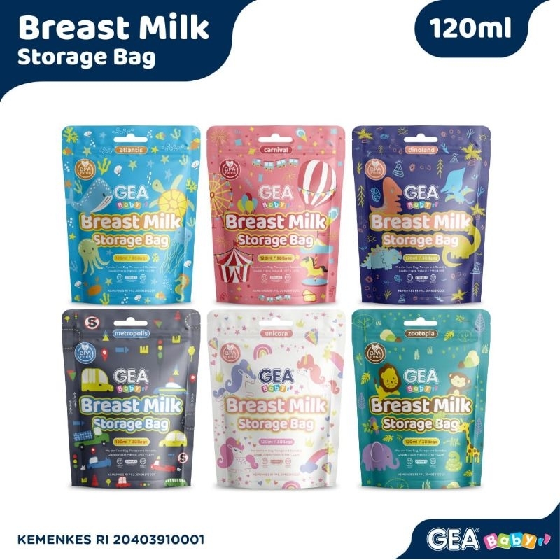 GEA BABY Breastmilk Storage Kantong kantung ASI ASIP Susu isi 30 pcs ukuran 120ml 200ml 250ml