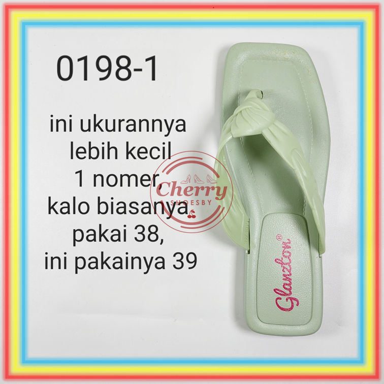 0198-1 Sandal Jepit Wanita Glanzton Sendal Cewek Empuk Jelly Karet Anti Slip Simpul Kerut Verotino