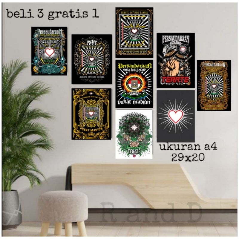 Hiasan Dinding Gambar SH Terate Ukuran 29x20 Dekorasi dinding lambang PSHT Pajangan dinding poster K