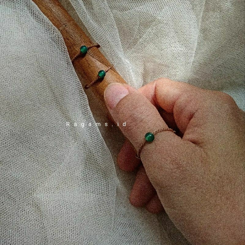 Cincin Tali Ulir Serut Batu  Aventurine | Hijau