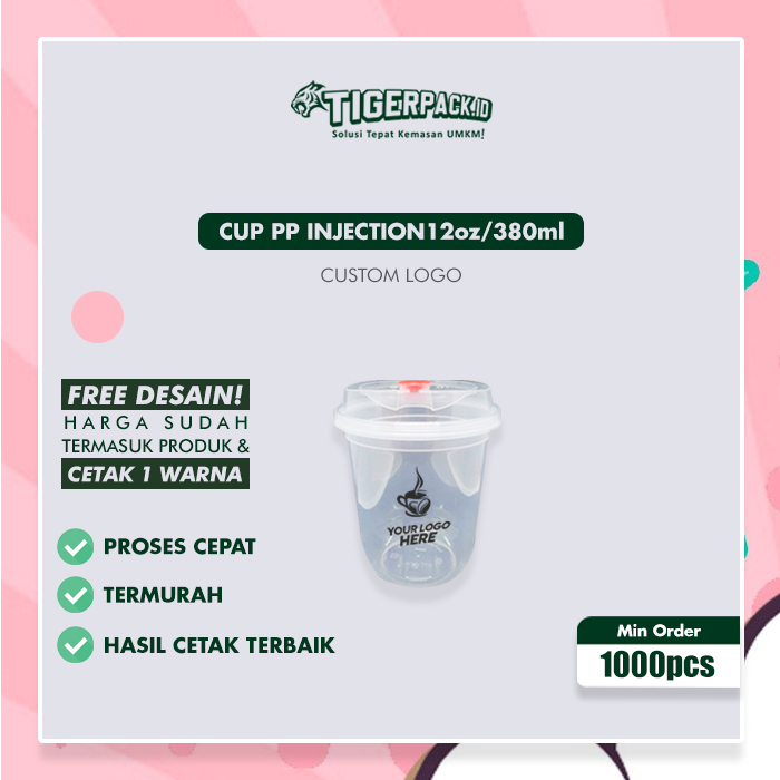 Cup PP Injection 12oz/380ml - Custom logo