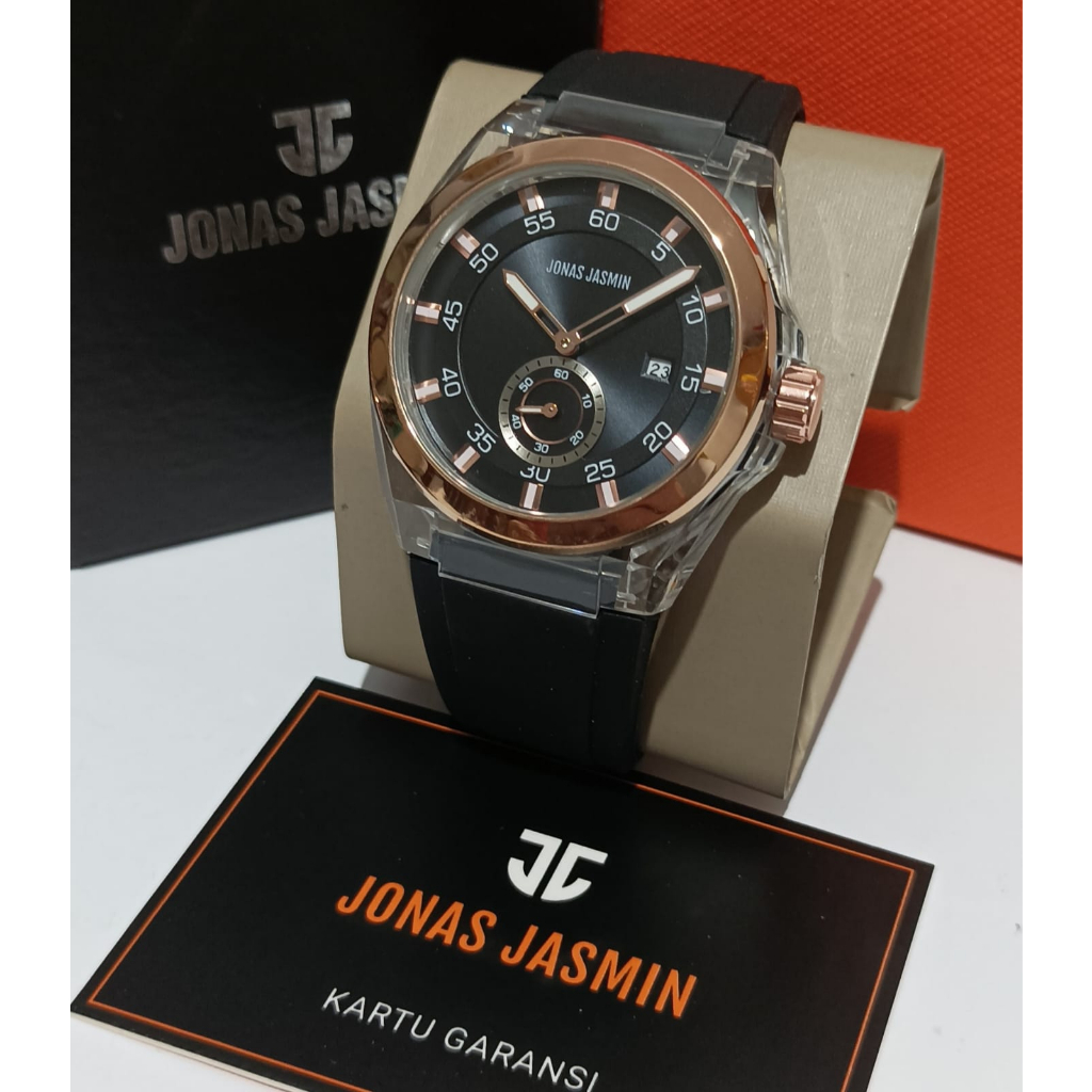 JAM TANGAN JONAS JASMIN ORIGINAL PRIA WANITA M100 RUBBER TANGGAL DETIK BAWAH AKTIF DM 4.5CM FREE BOX &amp; BATERAI || JAM TANGAN FASHION JONAS JASMIN PRIA WANITA