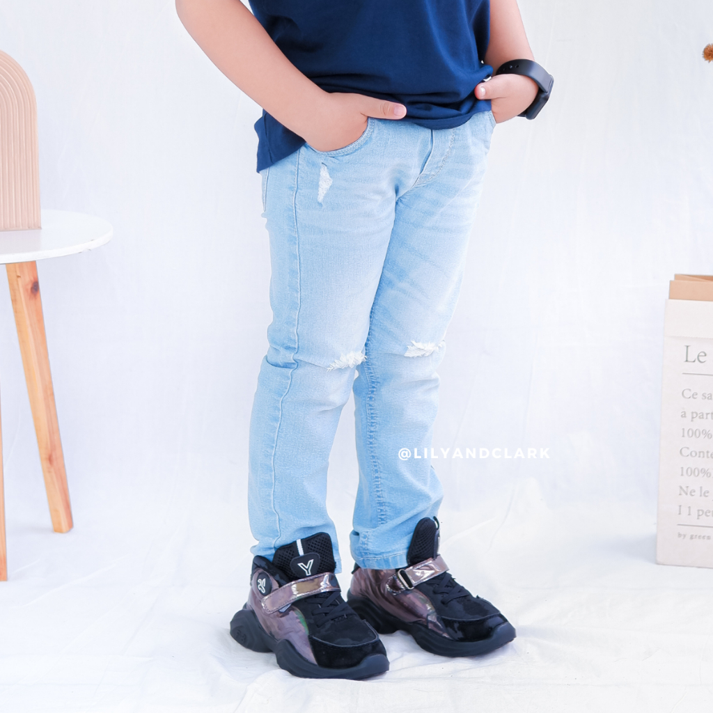 Lily and Clark Celana Jeans Ripped Anak Laki-Laki Premium JL02 Light Blue
