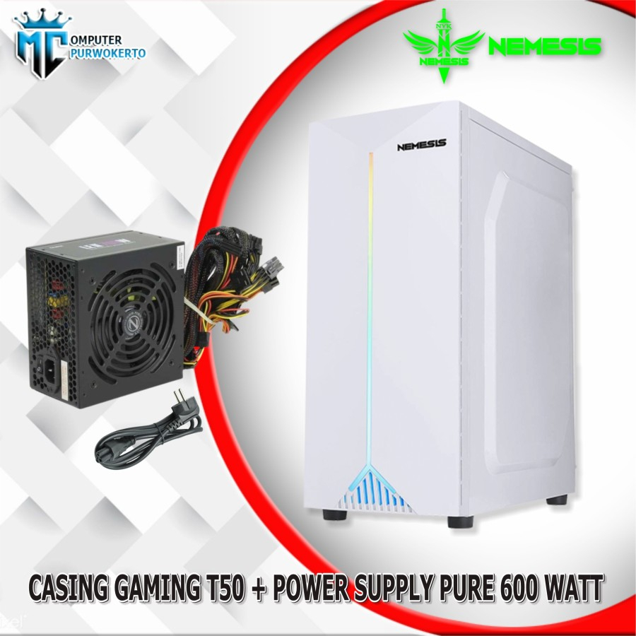 CASING CASE GAMING PC KOMPUTER CPU DAN POWER SUPPLY PSU PURE 600 WATT