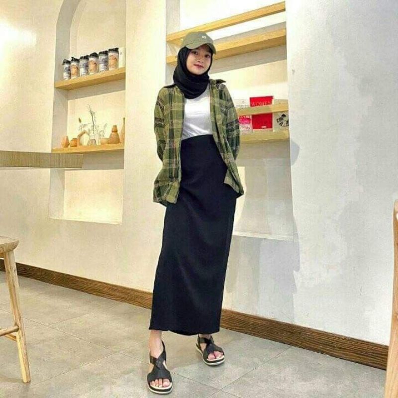 Rok span Hitam OOTD REMAJA Rok Span Hitam bahan Scuba Tebal Casual Rok Hitam viral Rok Span kekinian