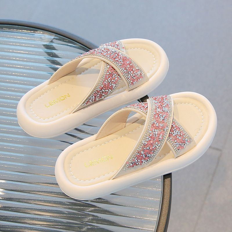 (LOLI-JKT) SD-VL22 SANDAL SLIP ON ANAK PAYET GLITTER CROSSOVER SIZE 21-35