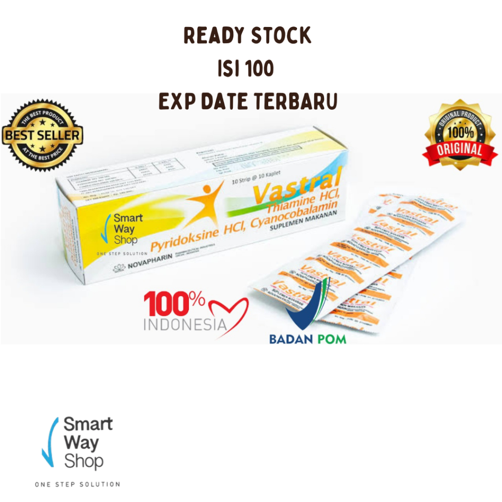 Vitamin B Vastral Vit B1, B6 & B12 1 Box Isi 100 Kaplet Murah Dan Komplit