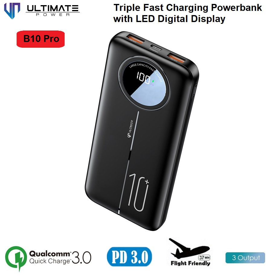 Ultimate Power bank Triple Fast Charging Powerbank 10000 QC+PD B10 Pro