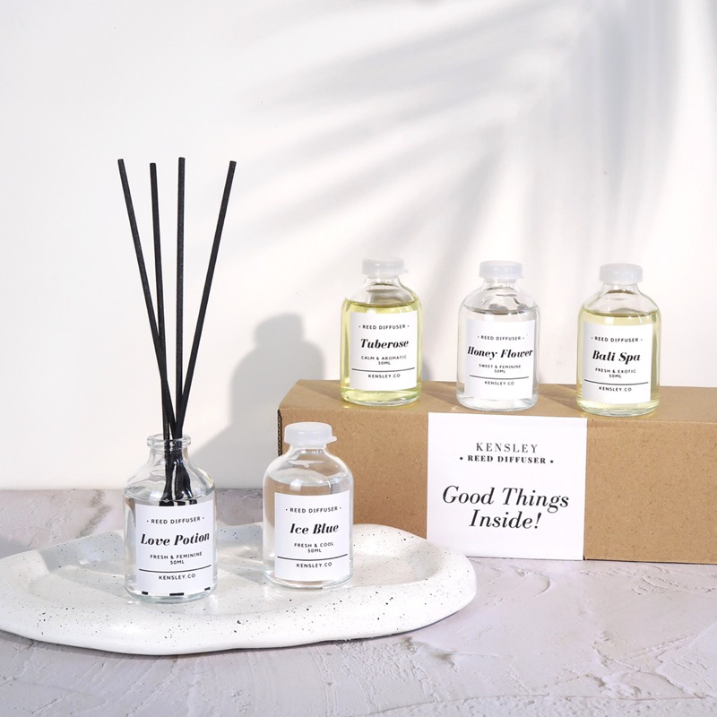 KENSLEY Reed Diffuser Premium - Pengharum Ruangan Aromaterapi - Cocok untuk Hampers