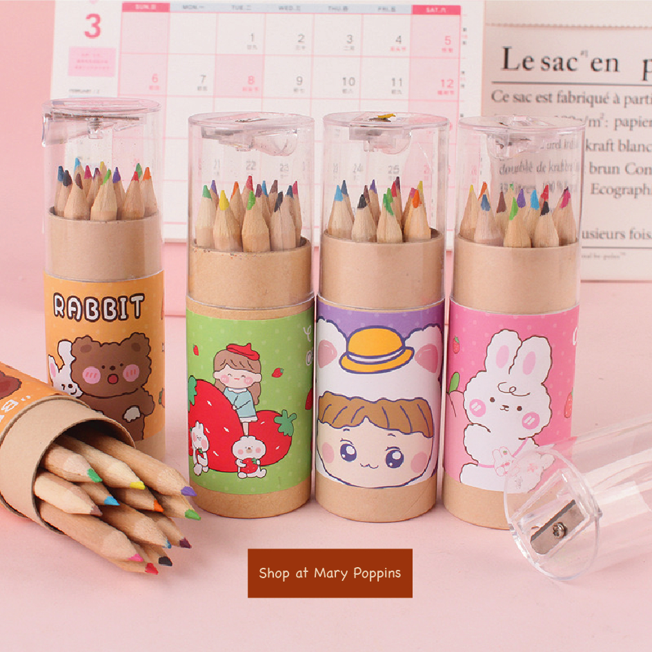 

Pensil Warna Mini 12 Warna Bentuk Tabung + Rautan Pensil