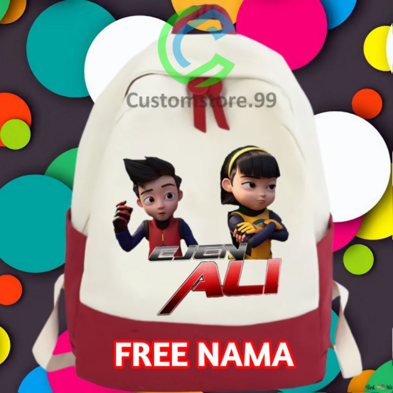 TAS RANSEL ANAK MOTIF EJEN ALI FREE CETAK NAMA