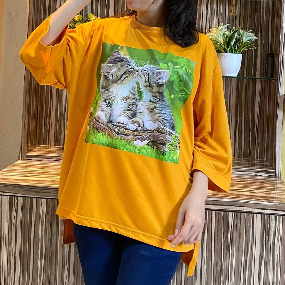 LD 130 ATASAN OVERSIZE VIRAL KAOS JUMBO WANITA HIJAB PENGUIN LENGAN 7/8