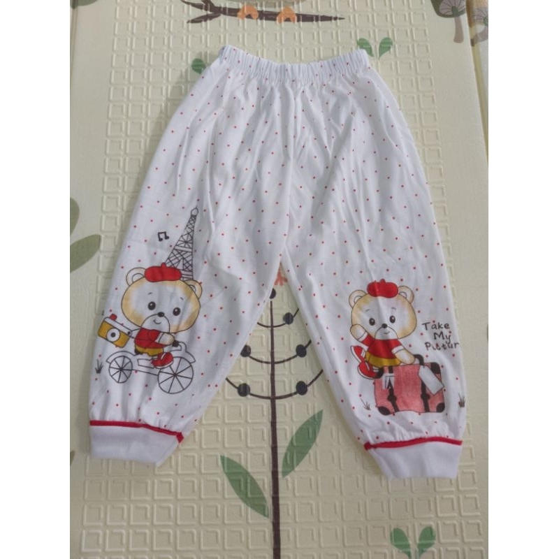 3 pcs CELANA PANJANG  BAYI BUKA /TUTUP KAKI MOTIF MEGA