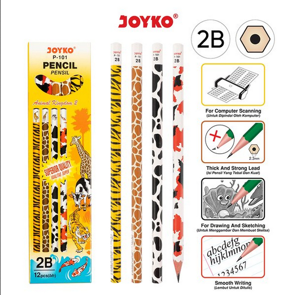

Pensil Joyko P-101 - 2B Seri Animal Kingdom 2 - 1 Kotak 12 PCS