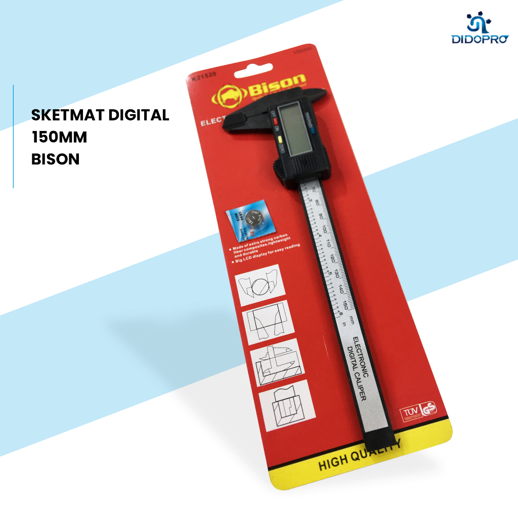 BISON SKETMAT DIGITAL Sigmat Jangka Sorong Vernier Caliper LCD Screen 6'' 6inch 150mm PLASTIK Carbon Fiber