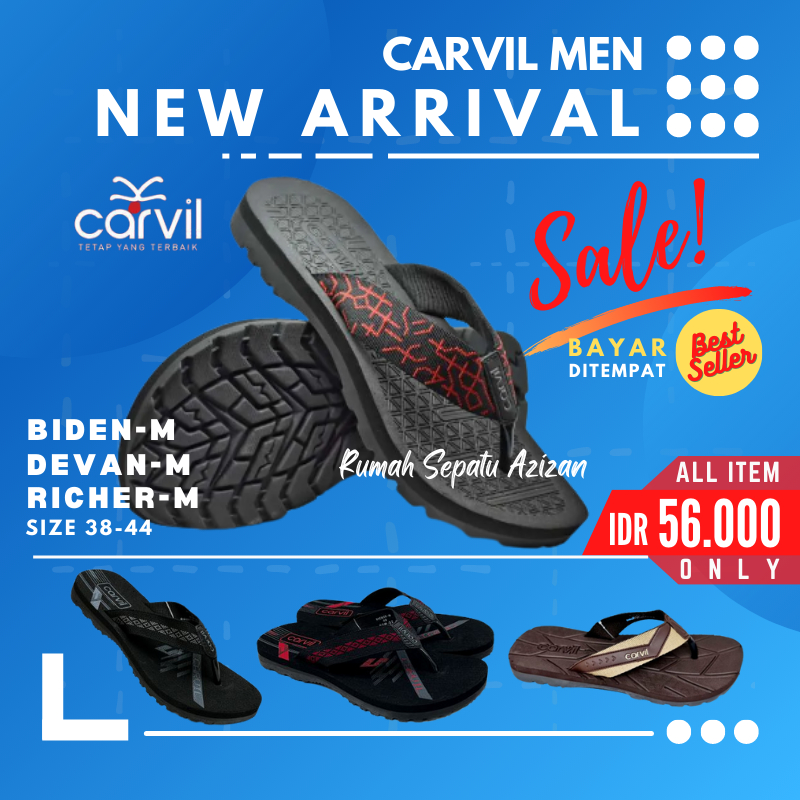 Sandal Carvil Dewasa Remaja Pria Casual Carvil Elgama-M | Richer-M | Devan-M | Biden-M Original