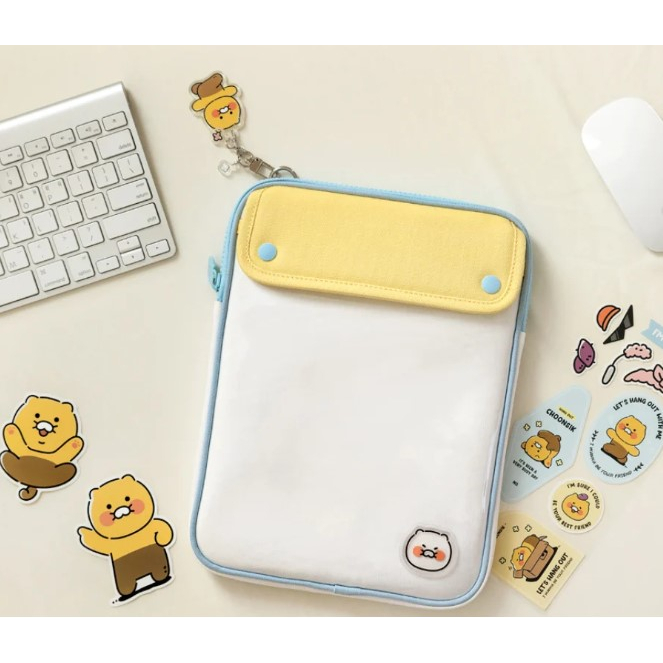 Sleeve Pouch Sarung Tas Bag Case Ipad Tab Tablet Macbook Air Pro Laptop Asus Acer Lenovo HP Huawei 11 12 13 14 15 inch Motif Gambar Kartun Cartoon Kakao Warna Biru Soft Blue Kuning Cute Lucu Murah Transparan Mika Waterproof Korean Model  Shockproof