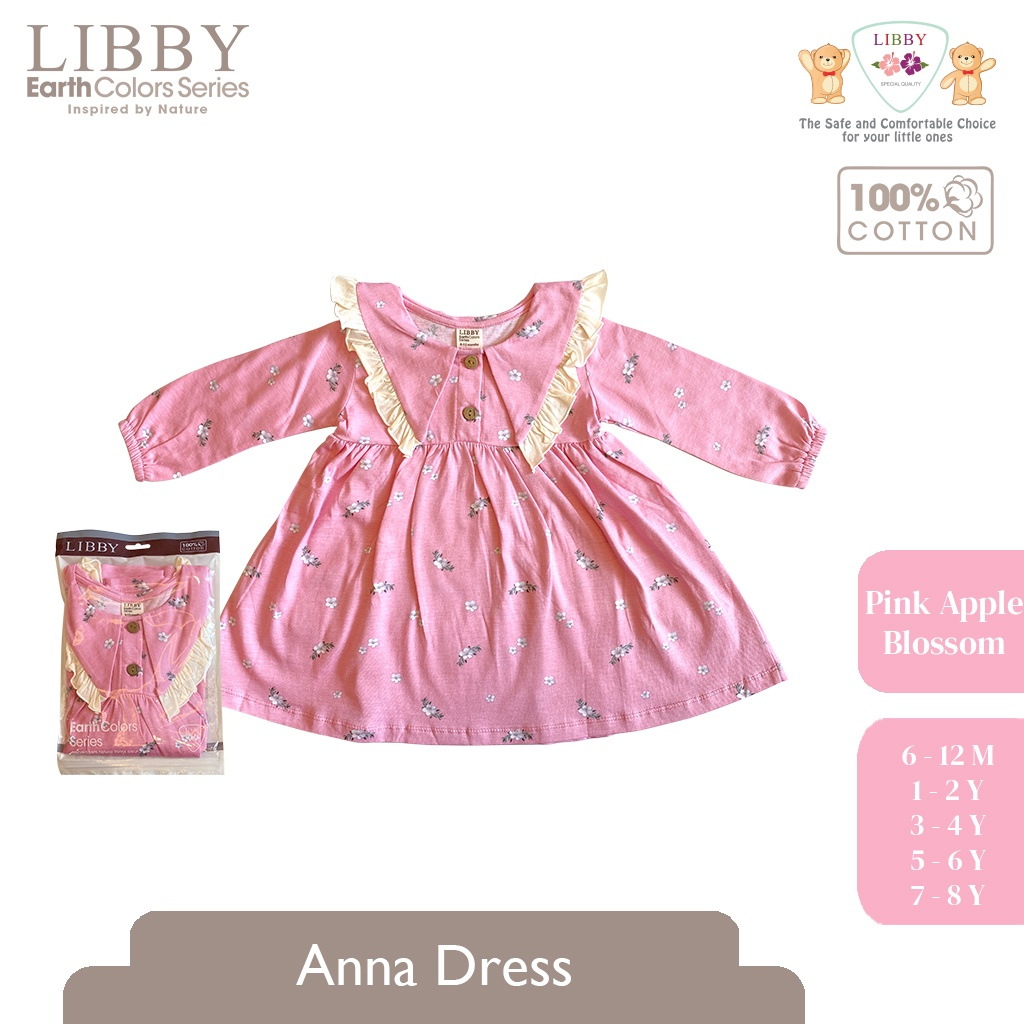 Baju Bayi Dress Anak Perempuan LIBBY Earth Anna Dress  6 12 Bulan - 1-6 Tahun (1 Pcs)