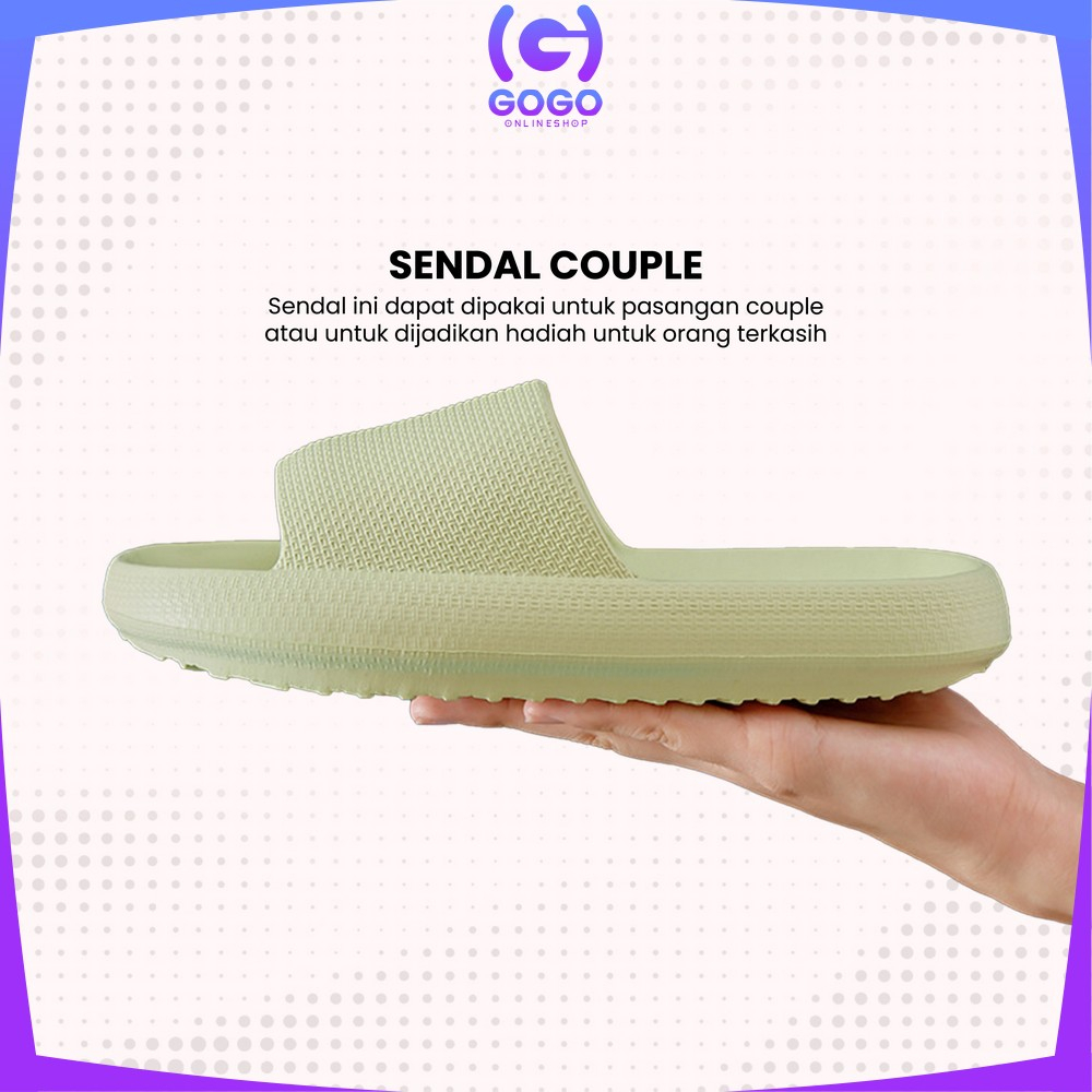 GOGO-S56 Sandal Slip-On Karet Jelly Sendal Selop Rumah/Kamar Mandi Comfy Cowok Cewek Anti Slip Elastic Empuk EVA Unisex