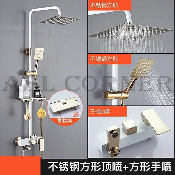 SHOWER TIANG  TOMBOL 3IN1 WHITE-GOLD-1 L0203