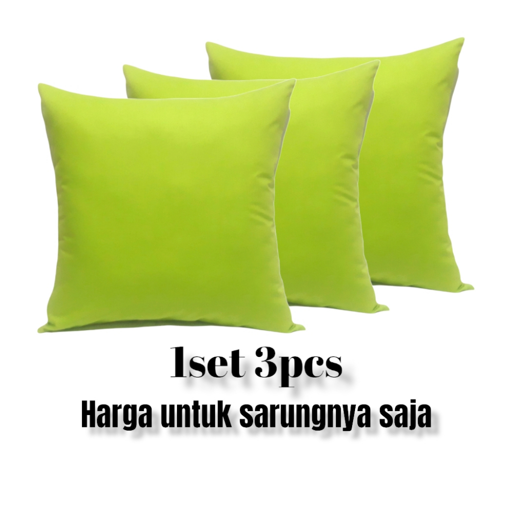 Sarung Bantal Sofa Kursi Polos Ruang Tamu 1 Set isi 3pcs 40x40